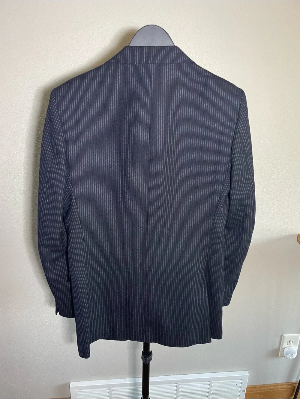 Classic Black Pinstripe Two-Button Men's Suit Jacket